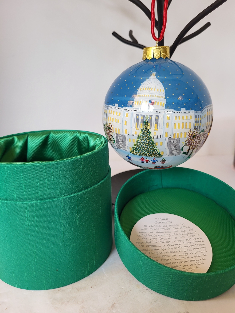 Hand-Painted Pier One Li Bien US Capitol Holiday Ornament W/ Box